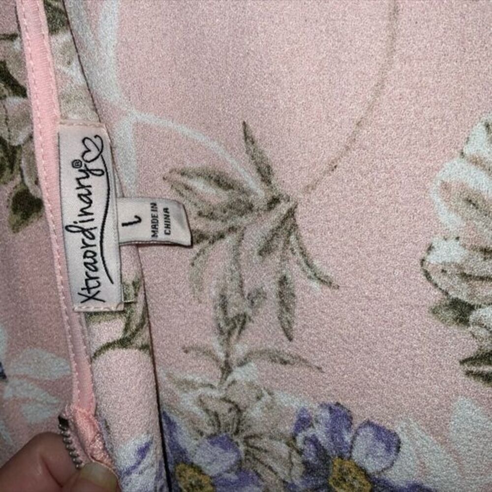 Xtraordinary Floral Tiered Mini Dress Pink Blue Size L - Picture 4 of 5
